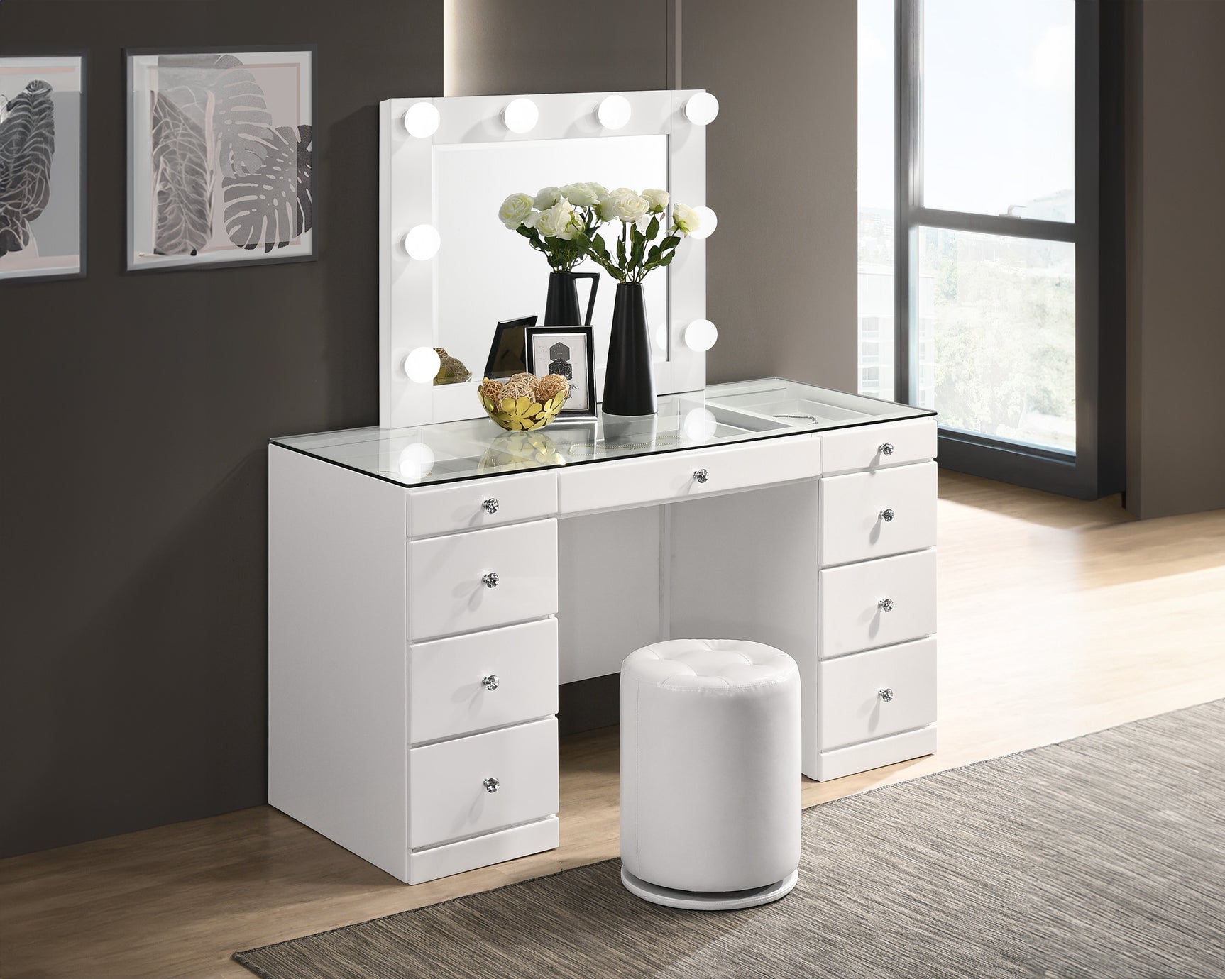 Avery Luxo White Vanity Set