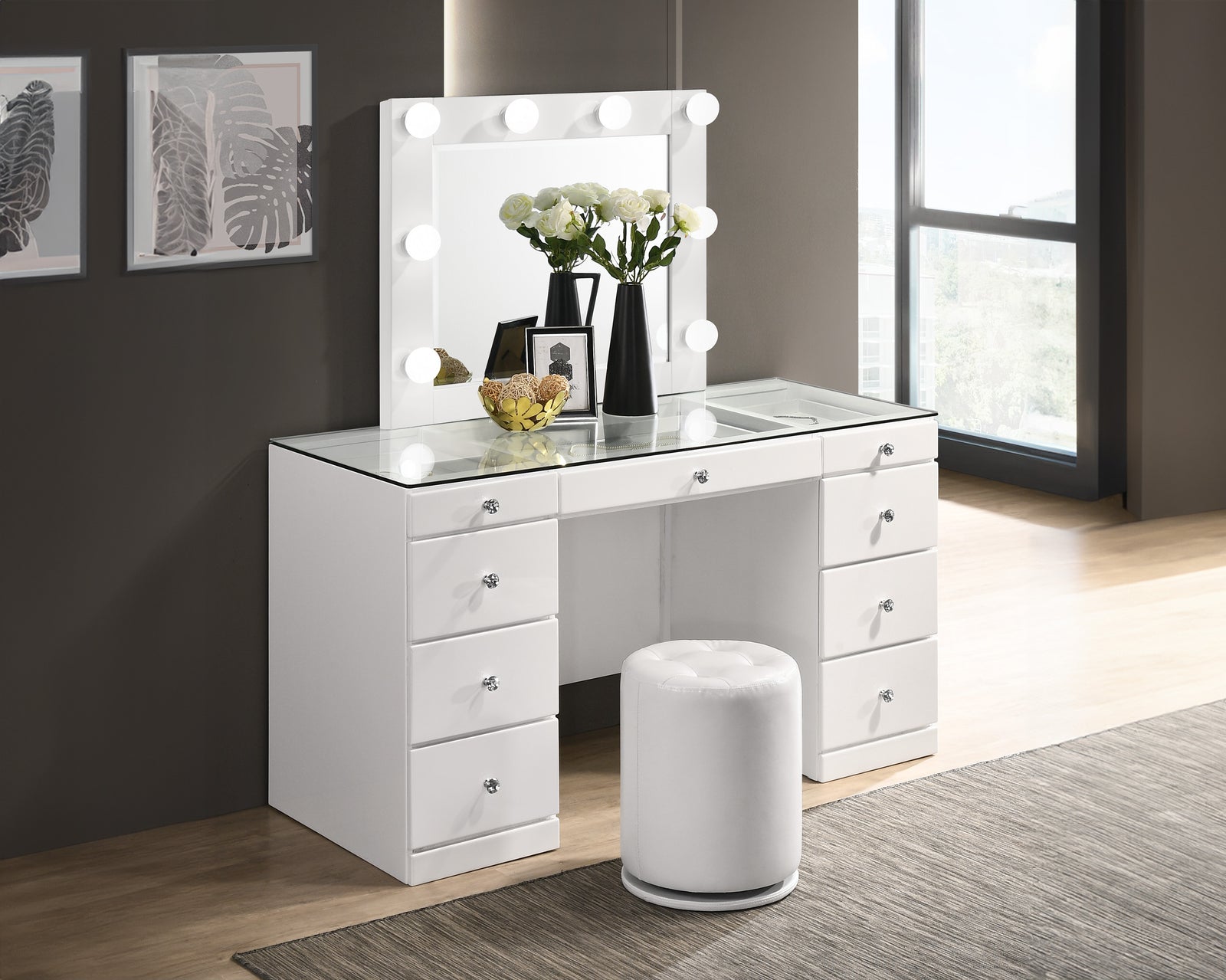Avery Luxo White Vanity Set