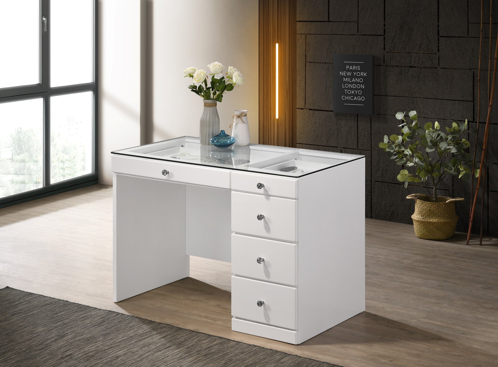 Morgan Luxo White Vanity Set