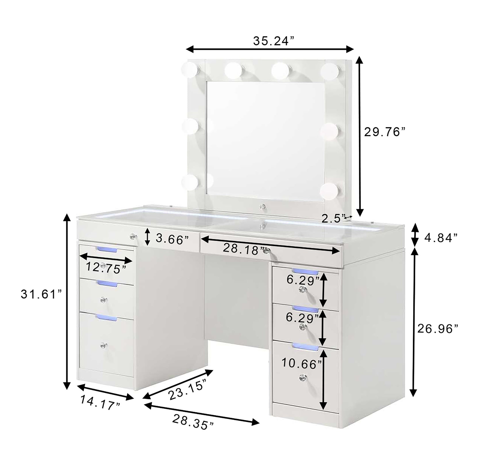 Luxo White Vanity Set