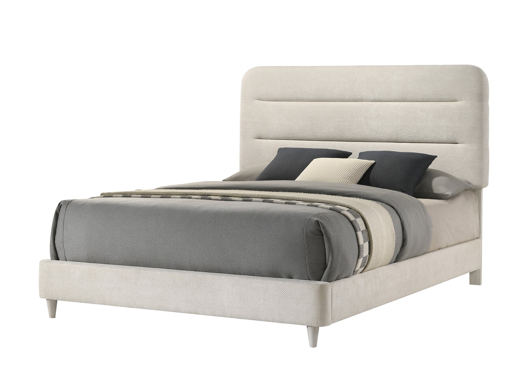 Nyomi White Upholstered Panel King Bed