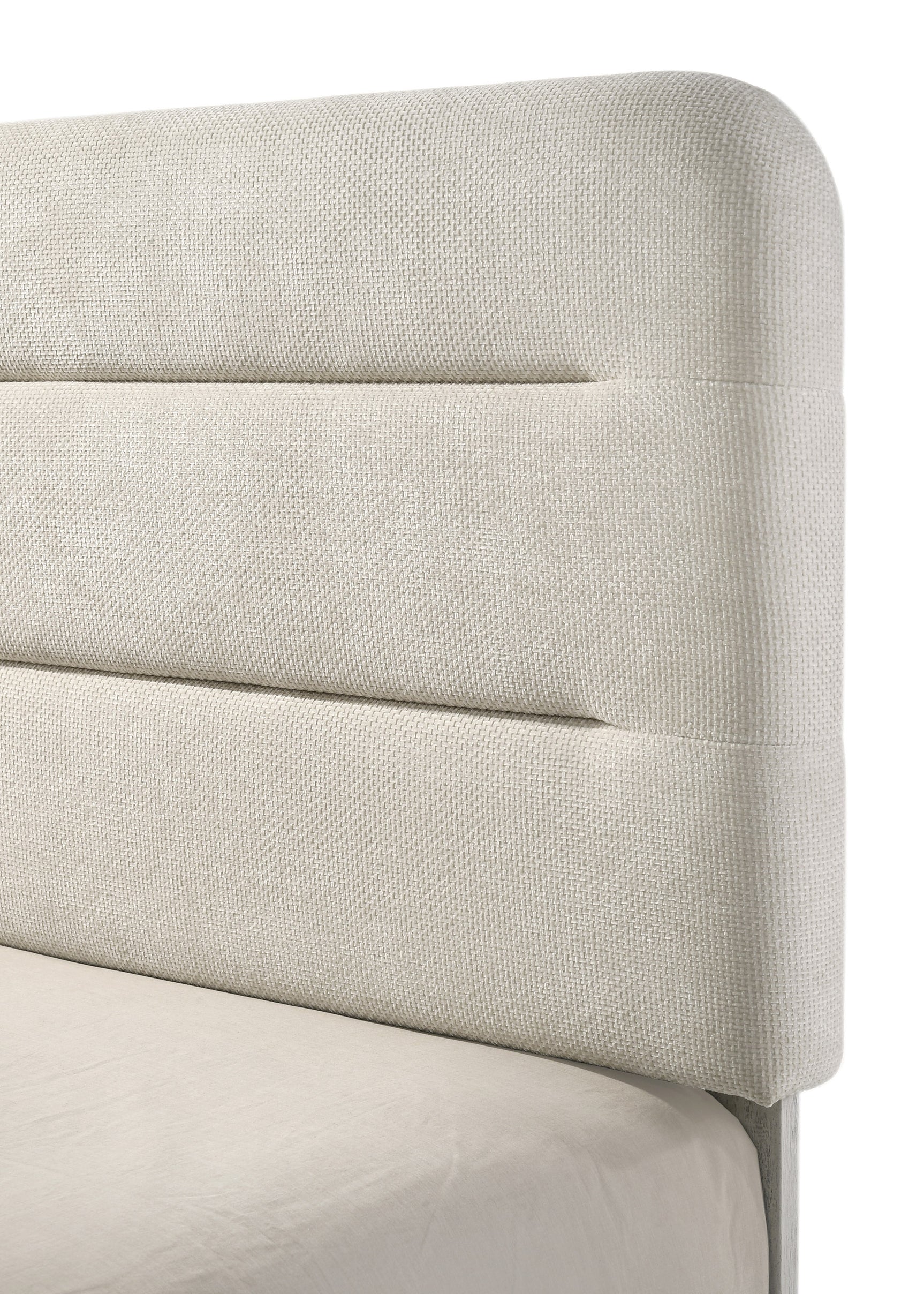 Nyomi White Upholstered Panel King Bed
