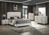 Nyomi White Upholstered Panel King Bed