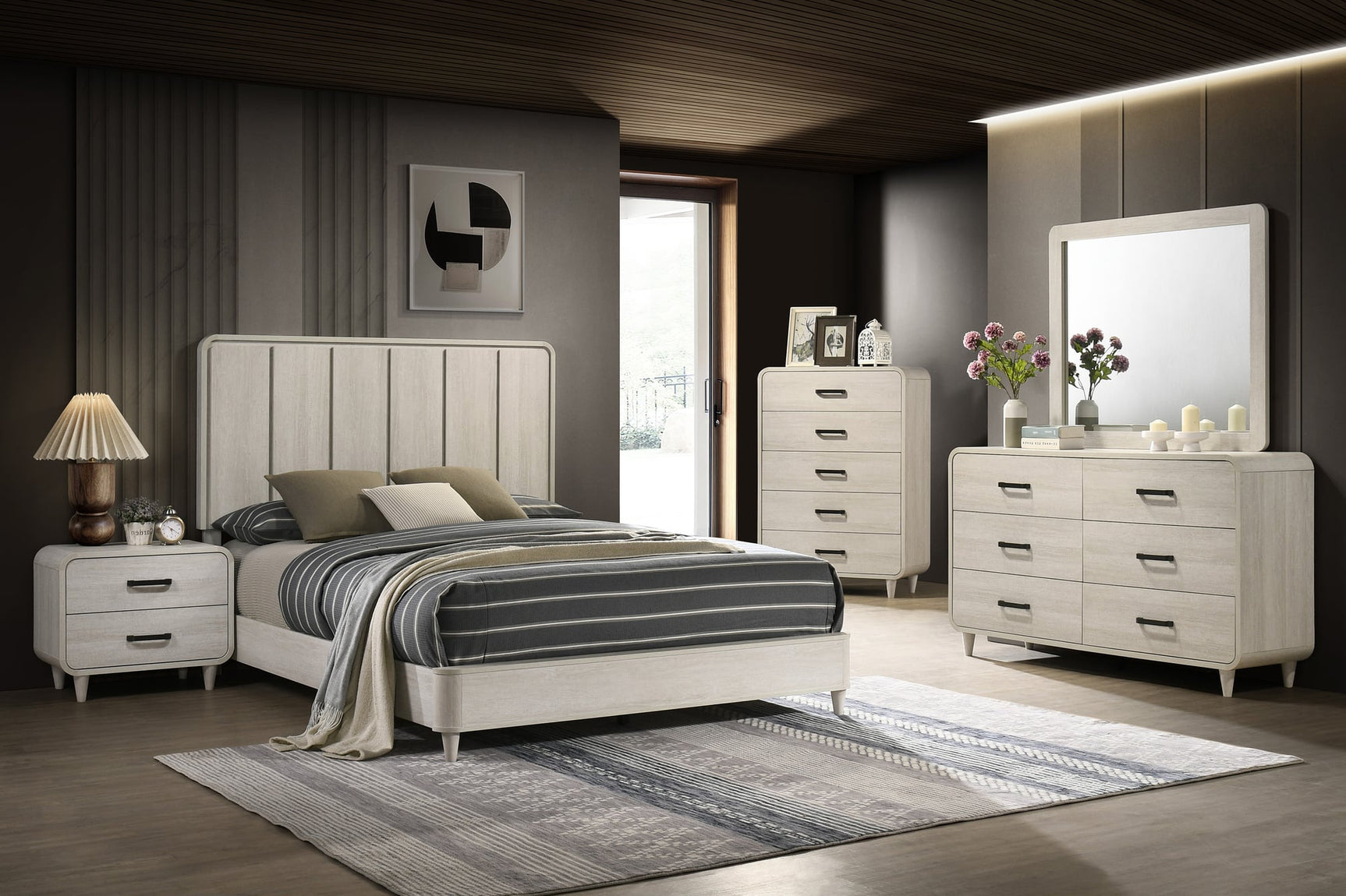 Nyomi White Panel King Bed view 2