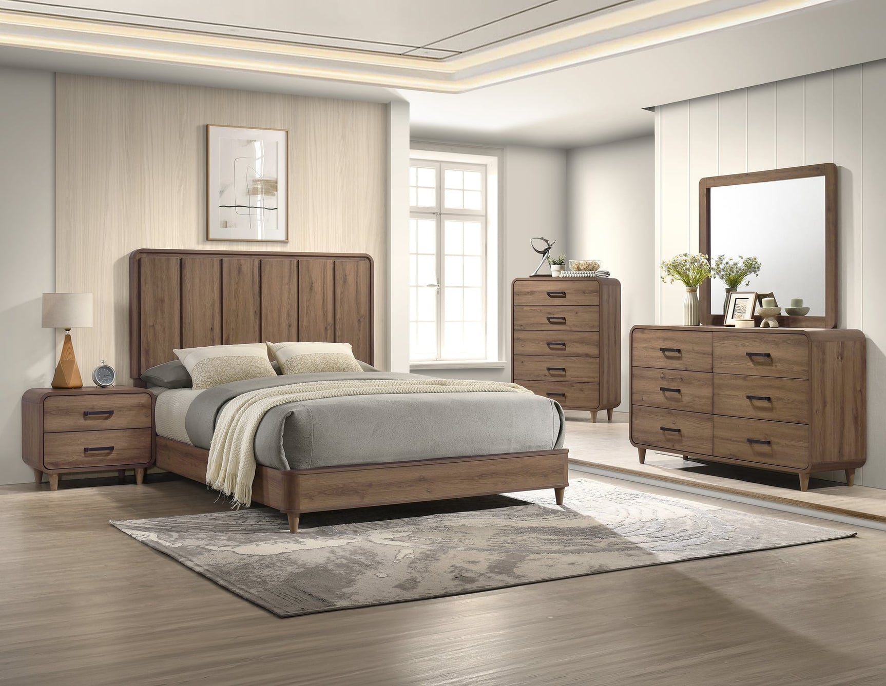 Nyomi Light Brown Panel King Bed view 2