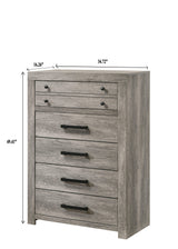 Tundra Chest Gray, Contemporary Sleek And Modern Wood, Metal Nickel Knob 5 Drawers - Ella Furniture