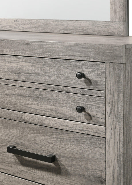 Tundra Chest Gray, Contemporary Sleek And Modern Wood, Metal Nickel Knob 5 Drawers - Ella Furniture