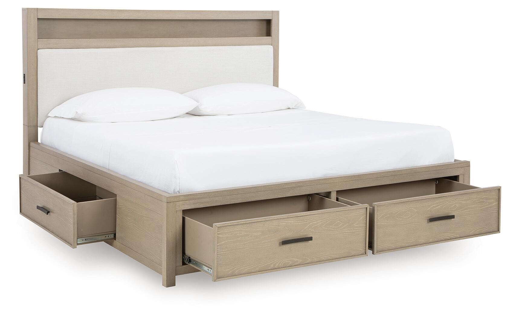 Calmoro Gray Bookcase Bedroom Set angled view