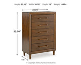 Lyncott Brown Upholstered Panel Bedroom Set dimension view