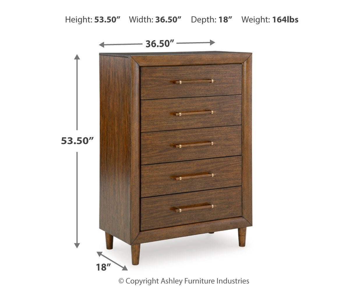Lyncott Brown Upholstered Panel Bedroom Set dimension view