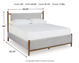 Lyncott Brown Upholstered Panel Bedroom Set dimension view
