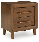 Lyncott Brown Upholstered Panel Bedroom Set angled view