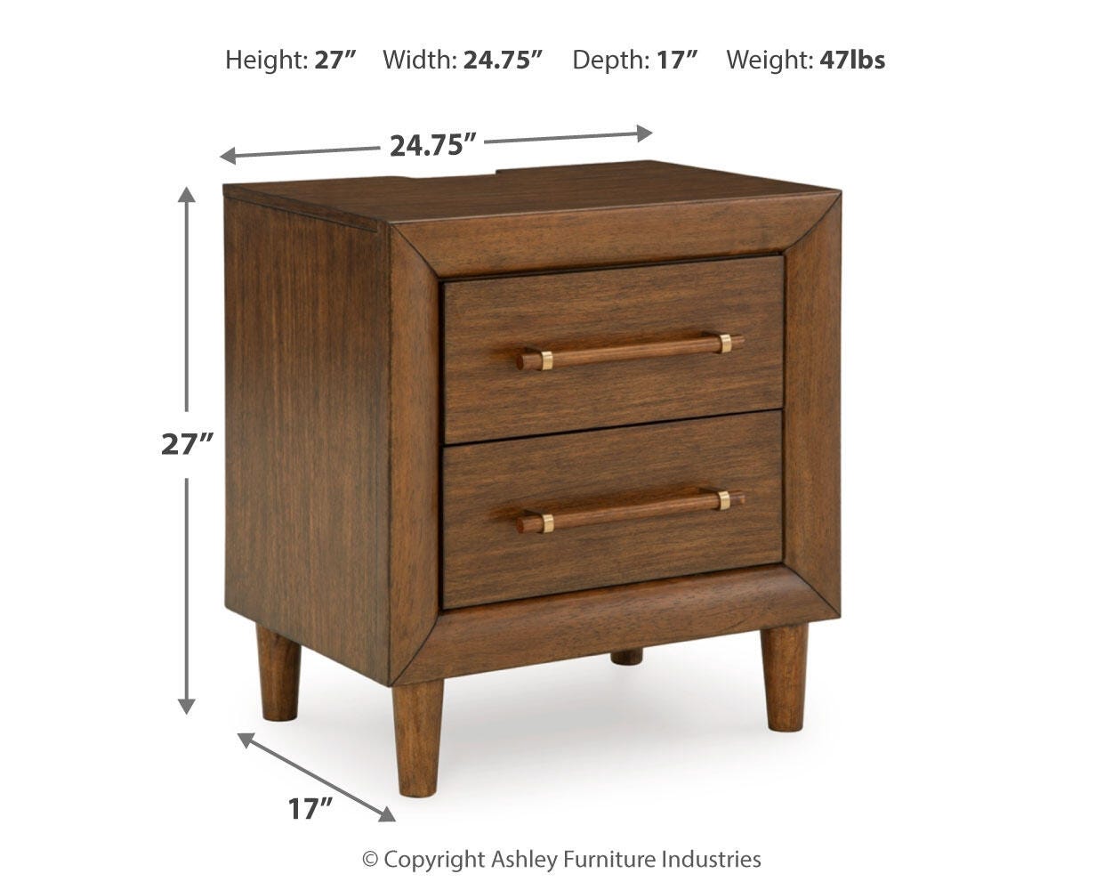 Lyncott Brown Upholstered Panel Bedroom Set dimension view