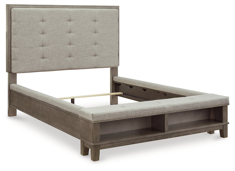 Hallanden Gray Queen Upholstered Storage Bed