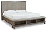 Hallanden Gray King Upholstered Storage Bed