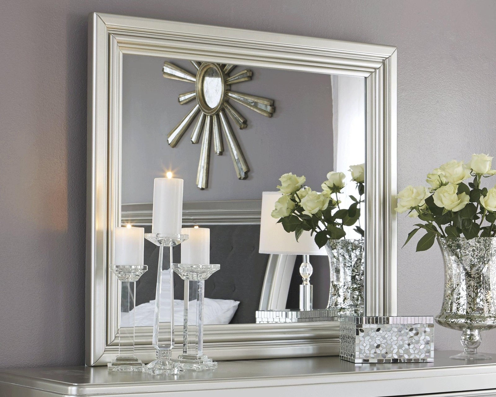 Coralayne Silver Bedroom Mirror - Ella Furniture