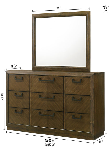 Lakecrest Brown Dresser and Mirror view 3