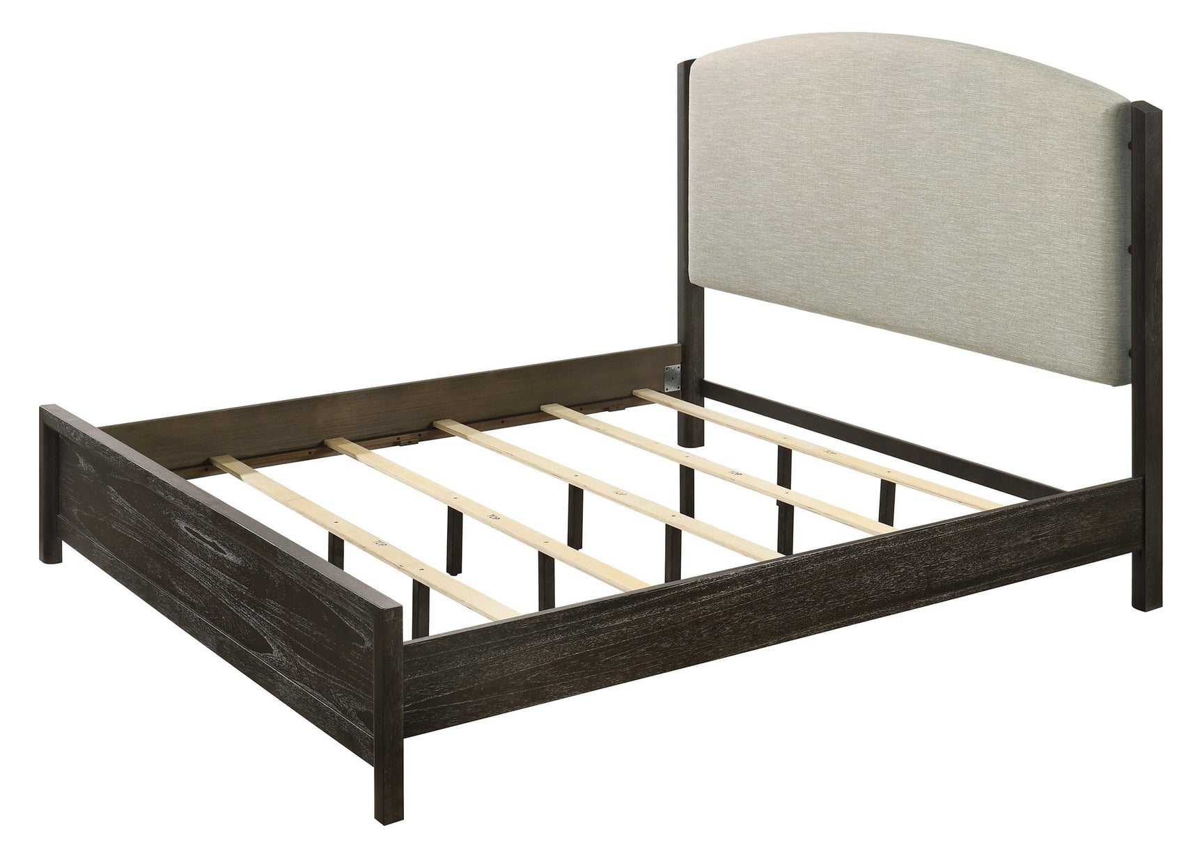 Ethel Dark Brown Upholstered Panel King Bed view 3