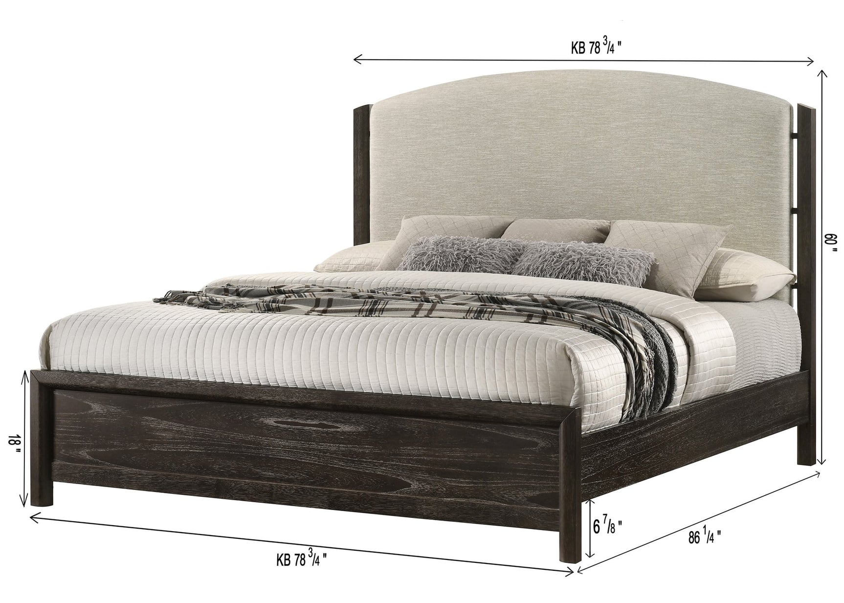 Ethel Dark Brown Upholstered Panel King Bed view 4