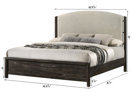 Ethel Dark Brown Upholstered Panel King Bed view 4