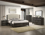 Ethel Dark Brown Upholstered Panel Queen Bed view 2