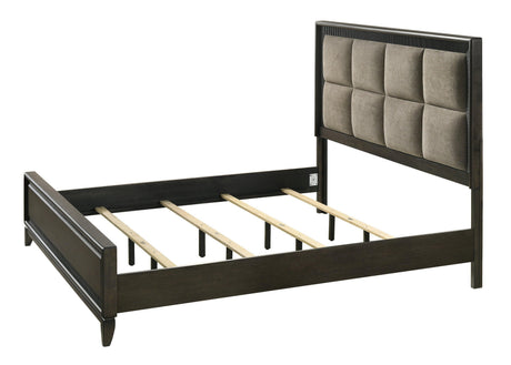 Saratoga Black Modern Contemporary Solid Wood And Veneers Fabric Upholstered Queen Bed - Ella Furniture