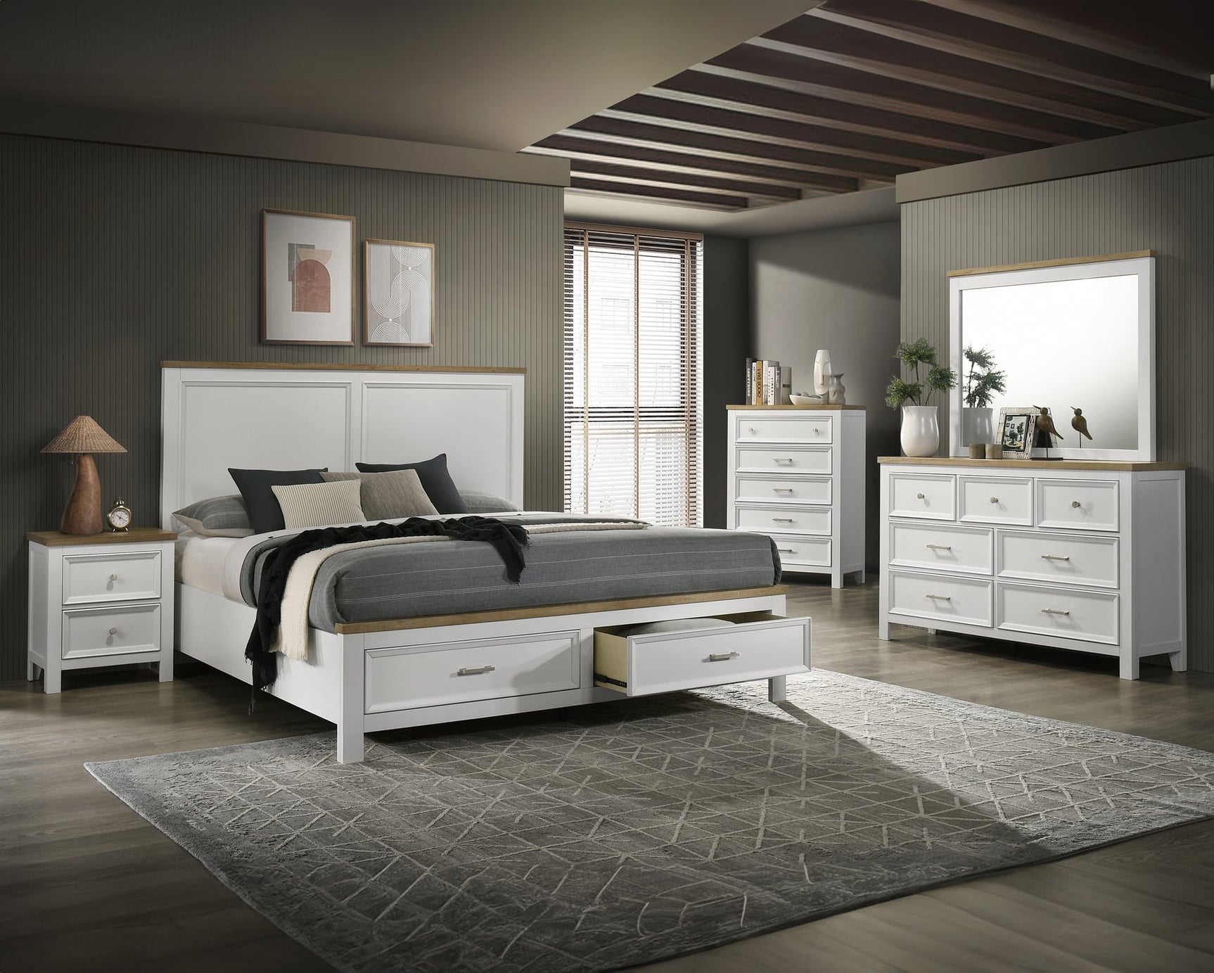 Aston White Storage Platform Queen Bed view 2