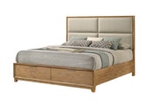 Florian Light Brown Upholstered Storage Platform Bedroom Set