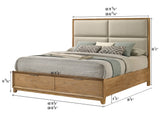 Florian Light Brown Upholstered Storage Platform Queen Bed