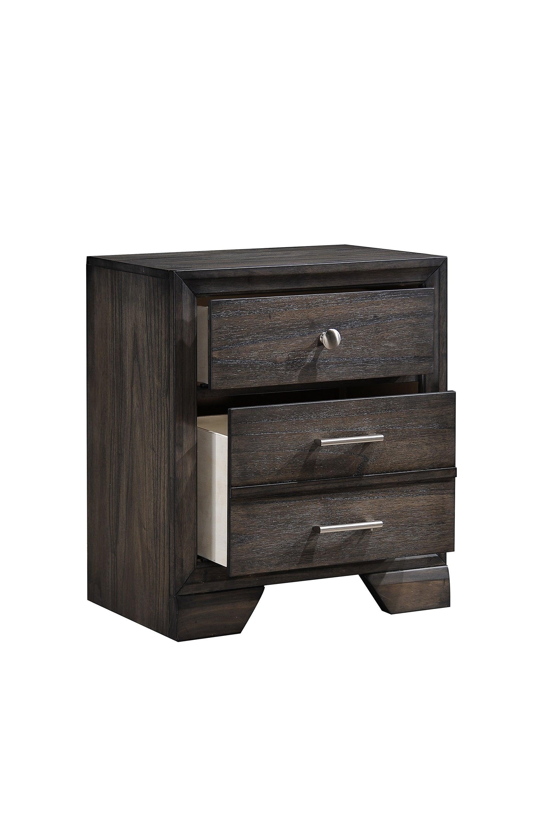 Jaymes Chest Gray, Contemporary Modern Wood, Kenlin Metal And Nickel 5 Drawers - Ella Furniture