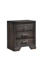 Jaymes Night Stand Gray, Modern And Sleek Wood, Classic Metal And Knob 3 Drawers - Ella Furniture