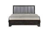 Jaymes Gray Sleek And Modern Contemporary Wood Queen Storage Fabric Upholstered Platform Bed - Ella Furniture