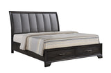 Jaymes Gray Sleek And Modern Contemporary Wood Queen Storage Fabric Upholstered Platform Bed - Ella Furniture