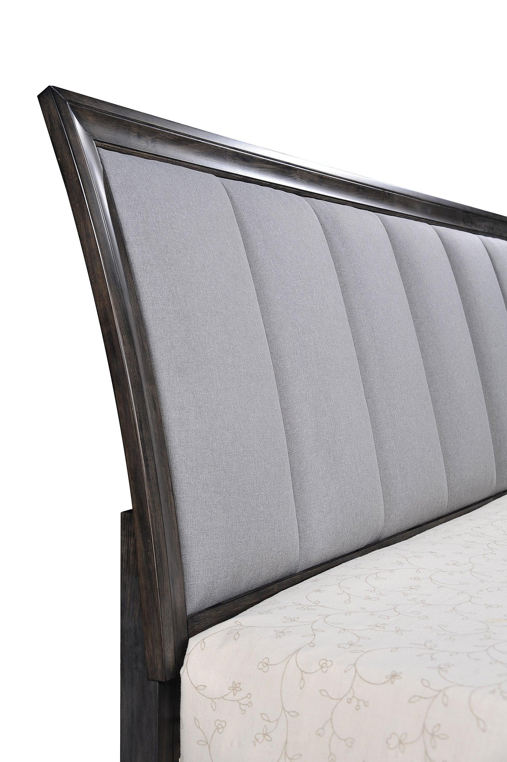 Jaymes Gray Sleek And Modern Contemporary Wood Fabric King Storage Platform Bed - Ella Furniture