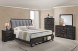 Jaymes Chest Gray, Contemporary Modern Wood, Kenlin Metal And Nickel 5 Drawers - Ella Furniture