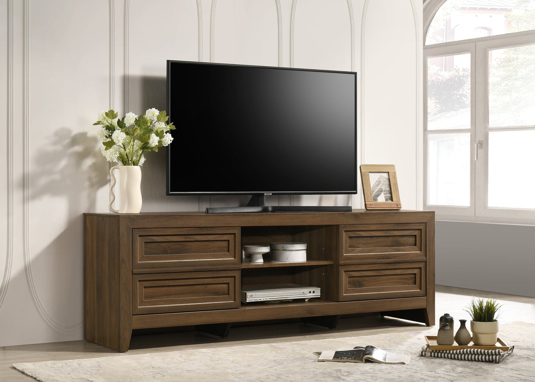 Lorraine TV Stand in Brown Finish from Ella Furniture