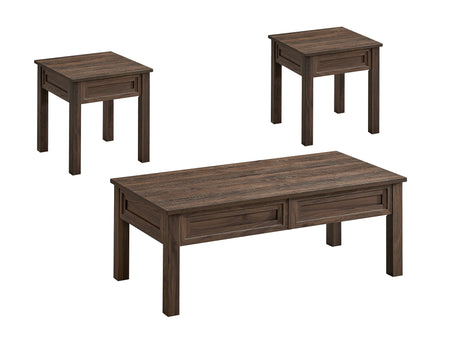 Lorraine 3-Piece Brown Coffee Table Set view 2