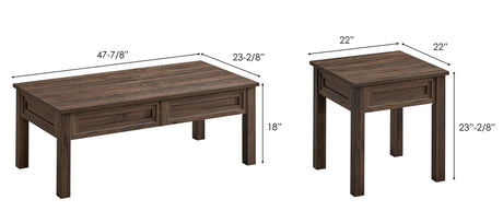 Lorraine 3-Piece Brown Coffee Table Set view 6