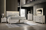 Aviana Beige Upholstered LED Storage Platform Bedroom Set