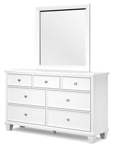Fortman White 7-Drawer Dresser with Mirror