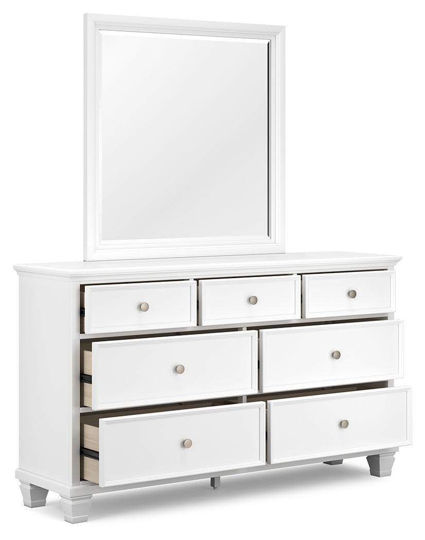 Fortman White 7-Drawer Dresser with Mirror