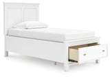 Fortman White Twin Panel Storage Bed
