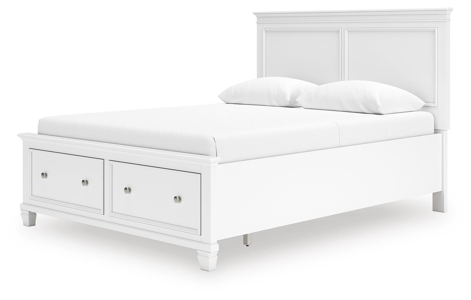 Fortman White Panel Storage Bedroom Set angled view
