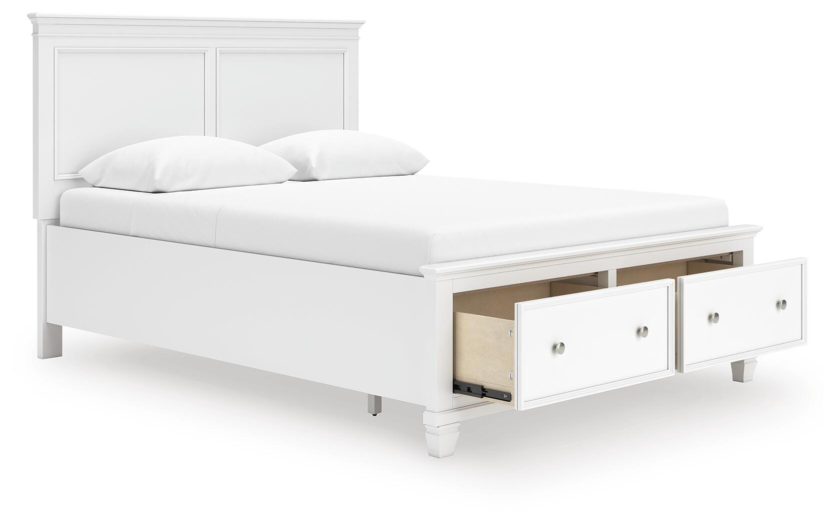 Fortman White Panel Storage Bedroom Set angled view