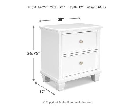 Fortman White Panel Storage Bedroom Set dimension view