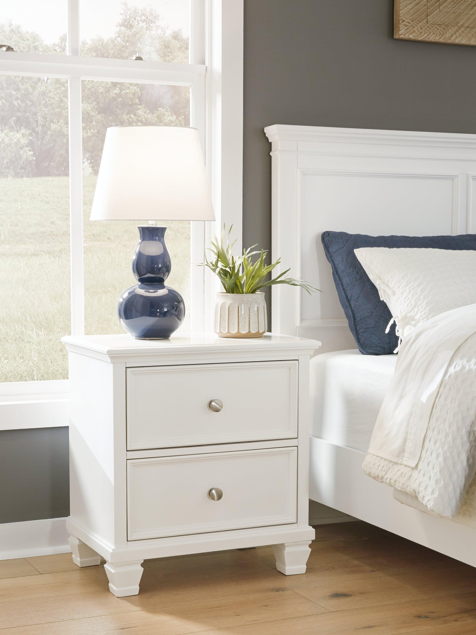 Fortman White Nightstand - Ella Furniture