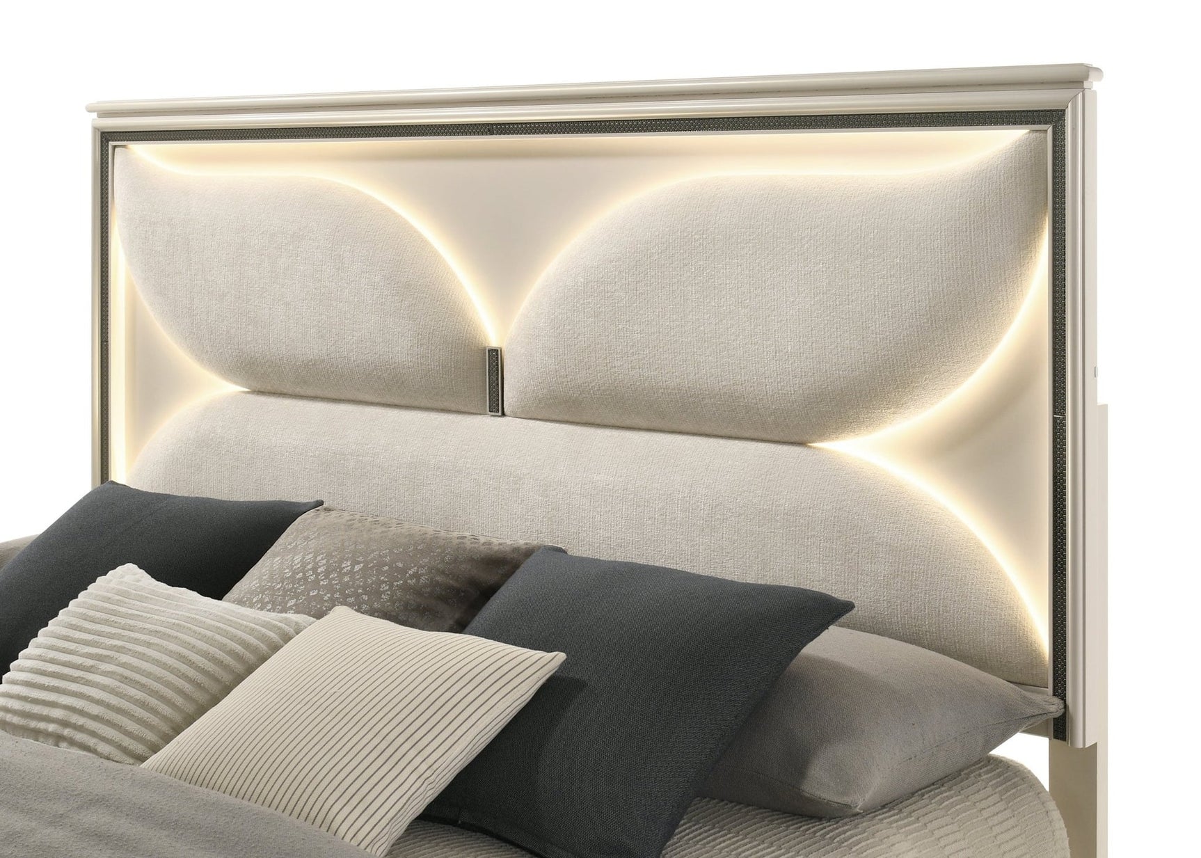 Hayma White Upholstered LED Panel Bedroom Set
