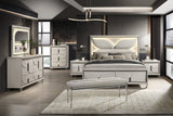 Hayma White Upholstered LED Panel Bedroom Set