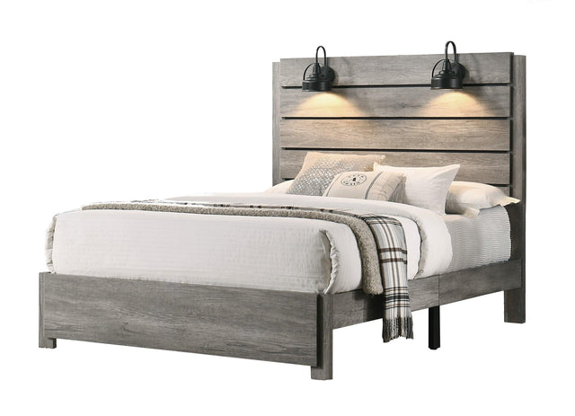 Carter Gray Classic And Modern Wood Queen Platform Bed - Ella Furniture