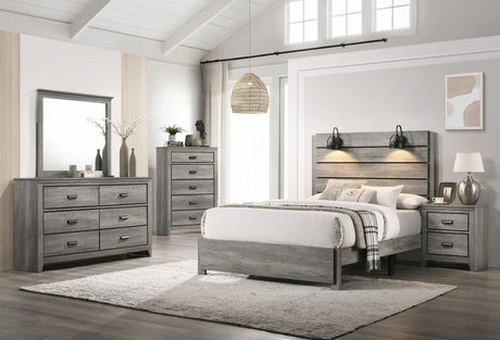 Carter Chest Gray, Transitional Modern Wood, 5 Drawers - Ella Furniture